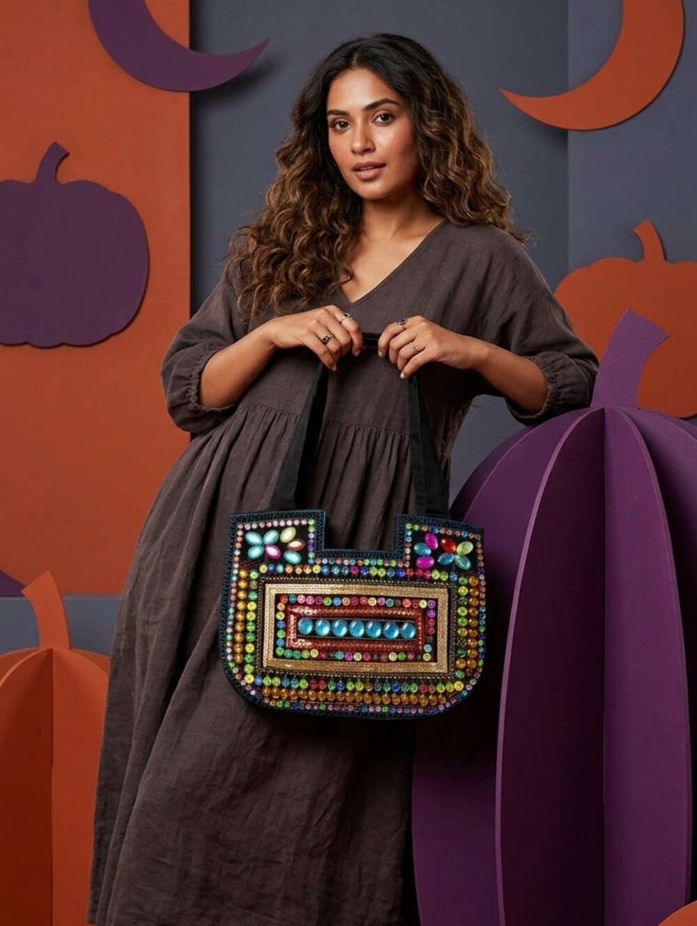 Vintage style traditional Handmade Beaded Handbag Multicolor Ethnic Bag 15x12